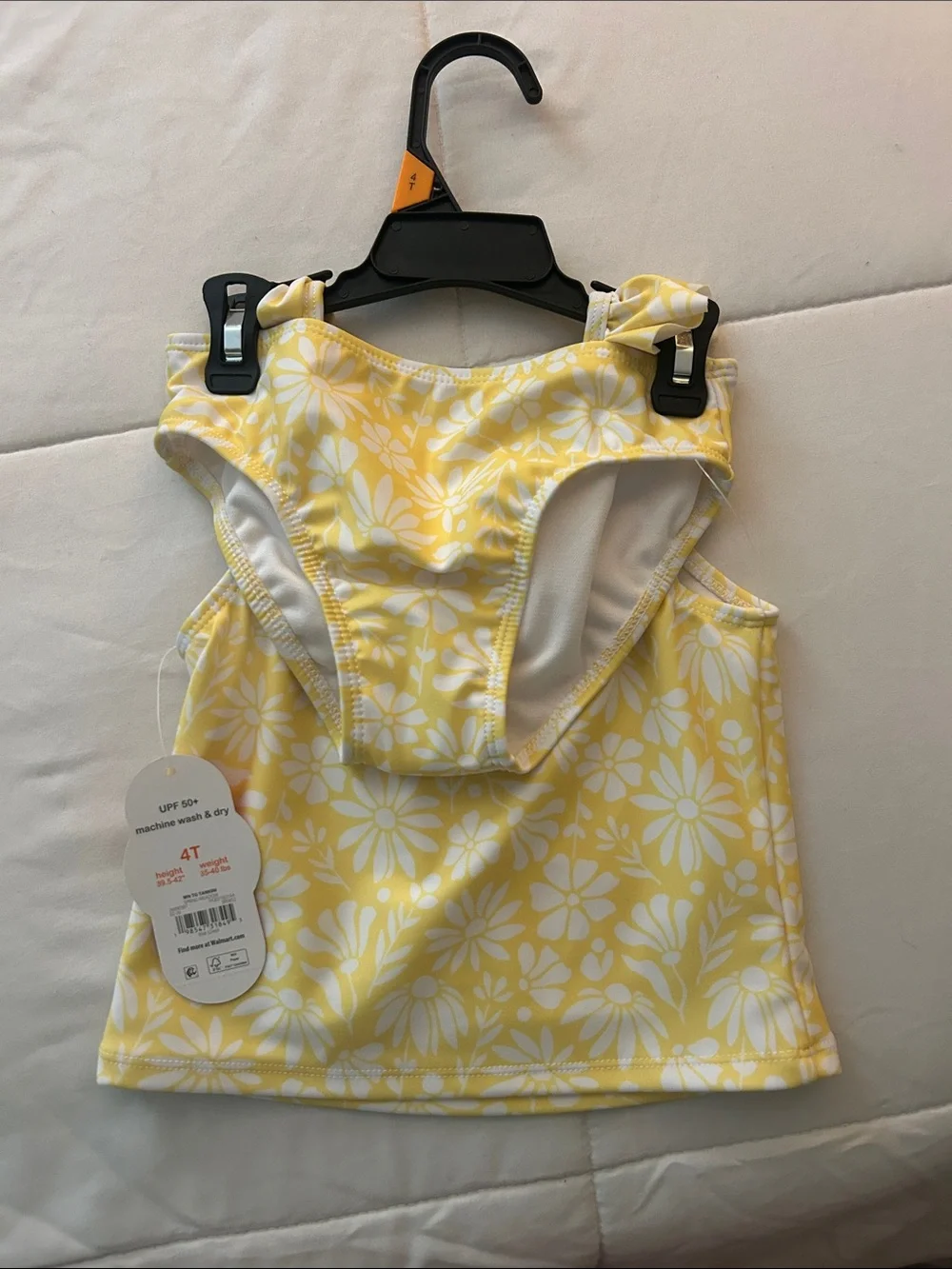 Children's Yellow Floral Ruffle Tank Top - 4T